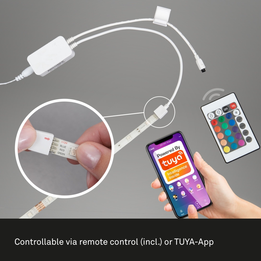 Brilo - LED RGBW Prigušiva traka 6,5m LED/15W/230V Wi-Fi Tuya + Daljinski upravljač
