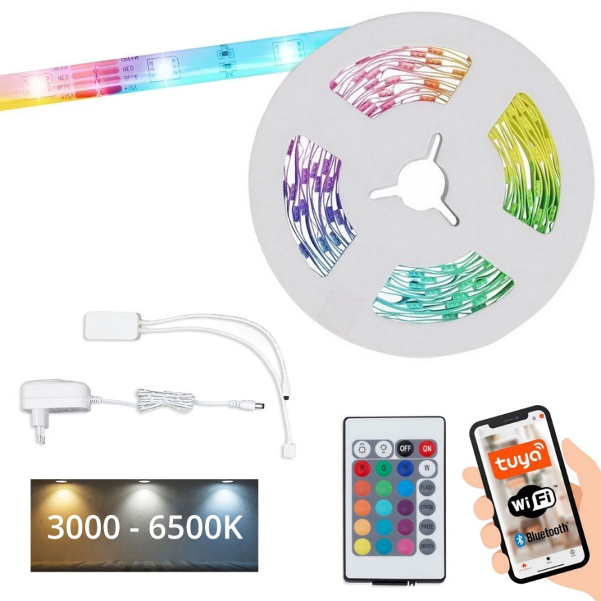 Brilo - LED RGBW Prigušiva traka 6,5m LED/18W/230V Wi-Fi Tuya + Daljinski upravljač