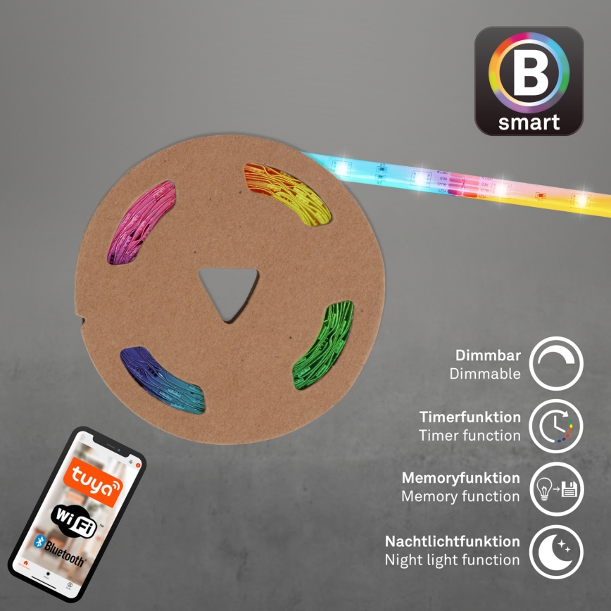 Brilo - LED RGBW Prigušiva traka 6,5m LED/18W/230V Wi-Fi Tuya + Daljinski upravljač
