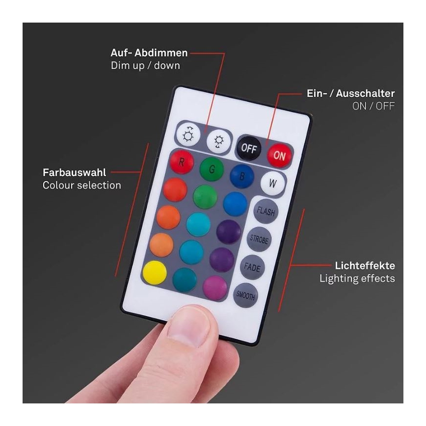 Brilo - LED RGBW prigušiva traka 6,5m LED/22W/230V + daljinski upravljač