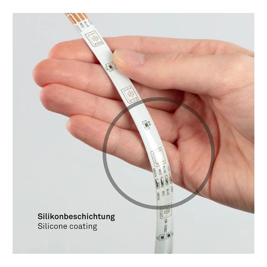 Brilo - LED RGBW prigušiva traka 6,5m LED/22W/230V + daljinski upravljač