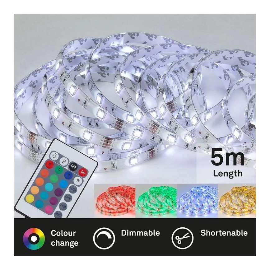 Brilo - LED RGBW prigušiva traka 6,5m LED/22W/230V + daljinski upravljač