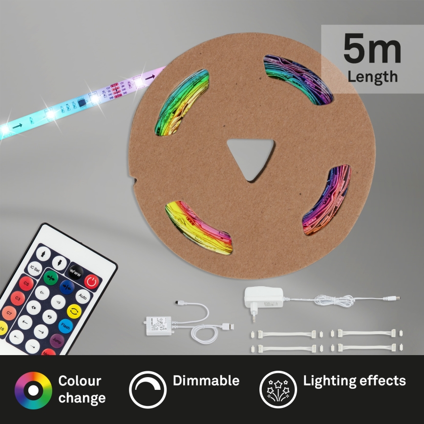 Brilo - LED RGBW Prigušiva traka 6,5m LED/24W/230V + Daljinski upravljač