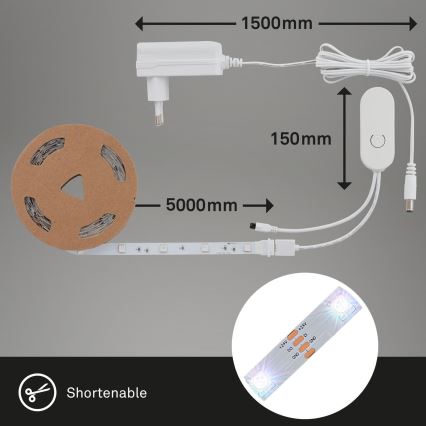 Brilo - LED RGBW Prigušiva traka MUSIC 6,65m LED/18W/230V Wi-Fi Tuya + Daljinski upravljač