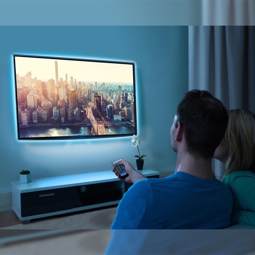 Brilo - LED RGBW Prigušiva traka za TV 3m LED/2,5W/USB + Daljinski upravljač