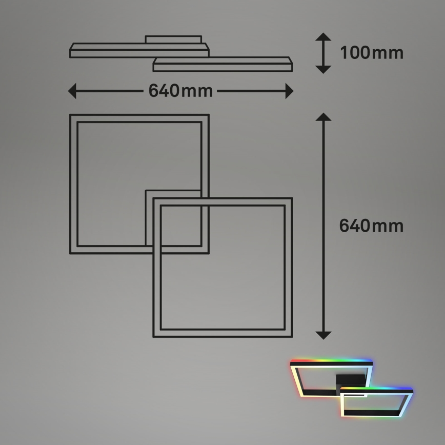Brilo - LED RGBW Prigušivi nadgradni luster FRAME 2xLED/17W/230V 2700-6500K + Daljinski upravljač