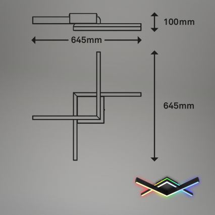 Brilo - LED RGBW Prigušivi nadgradni luster FRAME 2xLED/9W/230V 2700-6500K + Daljinski upravljač