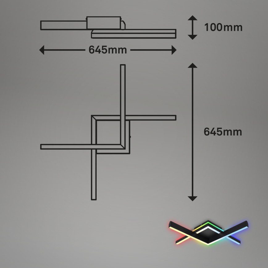 Brilo - LED RGBW Prigušivi nadgradni luster FRAME 2xLED/9W/230V 2700-6500K + Daljinski upravljač