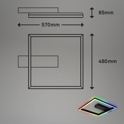 Brilo - LED RGBW Prigušivi nadgradni luster FRAME LED/18W/230V 2700-6500K + Daljinski upravljač