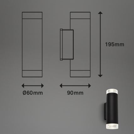 Brilo - LED Spoljna zidna lampa 2xGU10/4,7W/230V IP44 4000K crno