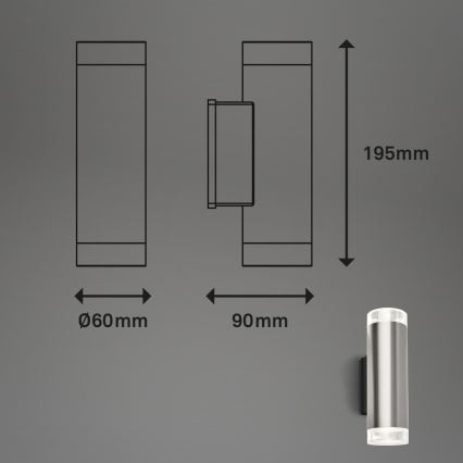Brilo - LED Spoljna zidna lampa 2xGU10/4,7W/230V IP44 4000K mat krom
