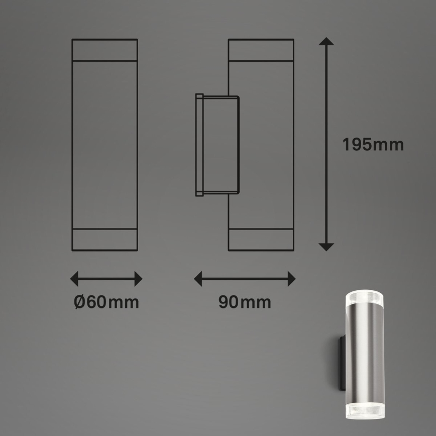 Brilo - LED Spoljna zidna lampa 2xGU10/4,7W/230V IP44 4000K mat krom