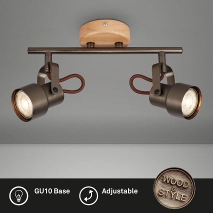 Brilo - LED spot svetiljka TAHUN 2xGU10/5W/230V braon