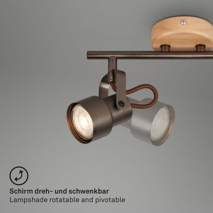 Brilo - LED spot svetiljka TAHUN 2xGU10/5W/230V braon
