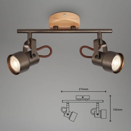Brilo - LED spot svetiljka TAHUN 2xGU10/5W/230V braon