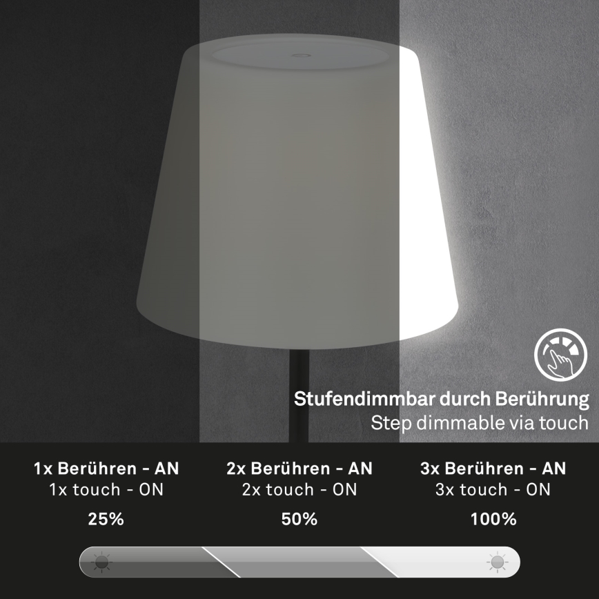 Brilo - LED Vanjska prigušivi punjiva lampa LED/3W/5V IP44