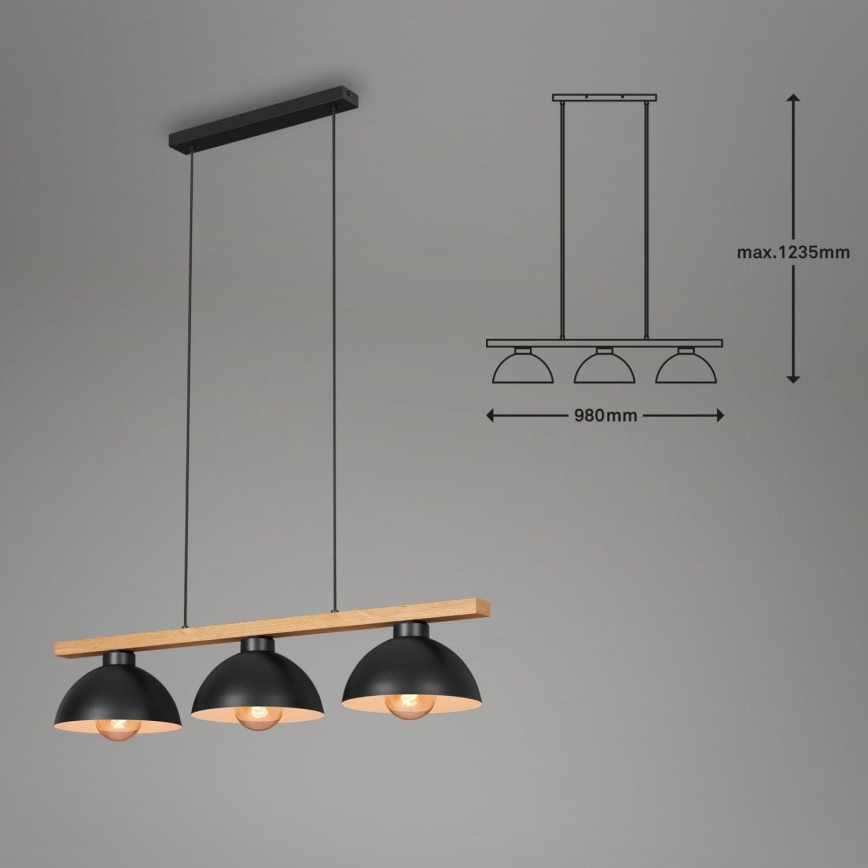 Brilo - Luster na sajli 3xE27/40W/230V fikus elastika