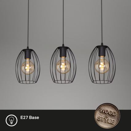 Brilo - Luster na sajli WAKTU 3xE27/60W/230V fikus elastika