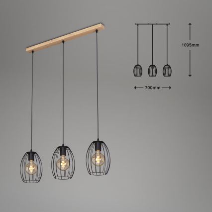 Brilo - Luster na sajli WAKTU 3xE27/60W/230V fikus elastika