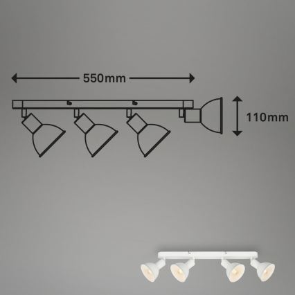 Brilo - Reflektorska lampa RETRO 4xE14/25W/230V bela