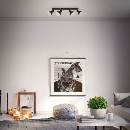 Brilo - Reflektorska lampa RETRO 4xE14/25W/230V crno