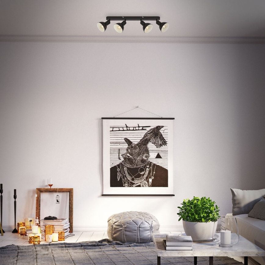 Brilo - Reflektorska lampa RETRO 4xE14/25W/230V crno