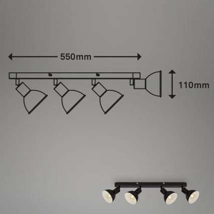 Brilo - Reflektorska lampa RETRO 4xE14/25W/230V crno