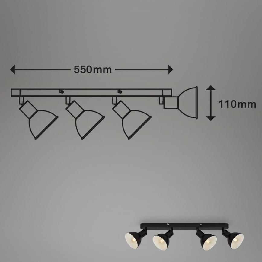 Brilo - Reflektorska lampa RETRO 4xE14/25W/230V crno