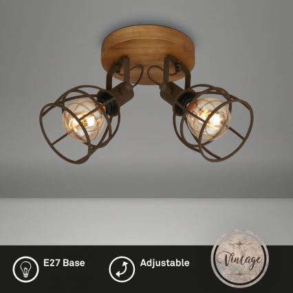 Brilo - Reflektorska lampa VINTAGE 2xE27/25W/230V braon