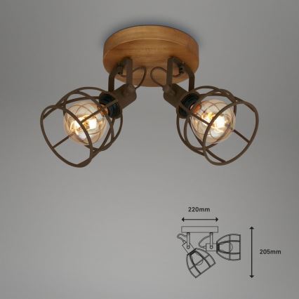 Brilo - Reflektorska lampa VINTAGE 2xE27/25W/230V braon