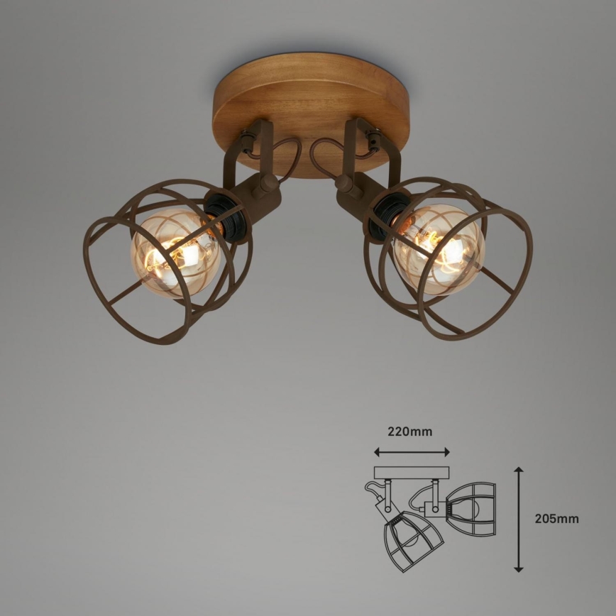Brilo - Reflektorska lampa VINTAGE 2xE27/25W/230V braon