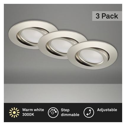 Brilo - Set 3x LED Prigušiva ugradbena lampa za kupatilo LED/5W/230V IP23 mat krom