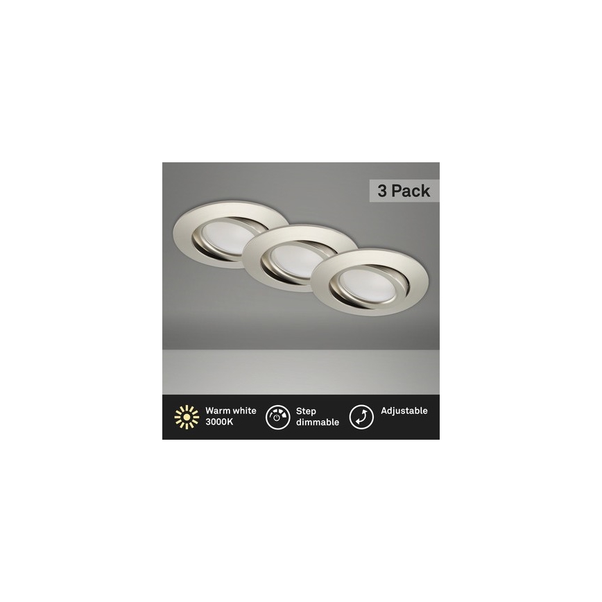 Brilo - Set 3x LED Prigušiva ugradbena lampa za kupatilo LED/5W/230V IP23 mat krom