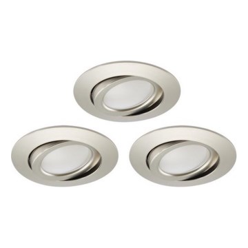 Brilo - Set 3x LED Prigušiva ugradbena lampa za kupatilo LED/5W/230V IP23 mat krom