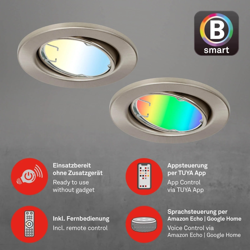 Brilo - Set 3x LED RGBW Prigušivo osvetljenje za kupatilo 1xGU10/4,9W/230V 2700-6500K Wi-Fi Tuya IP23 + Daljinski upravljač