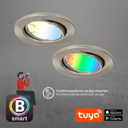 Brilo - Set 3x LED RGBW Prigušivo osvetljenje za kupatilo 1xGU10/4,9W/230V 2700-6500K Wi-Fi Tuya IP23 + Daljinski upravljač