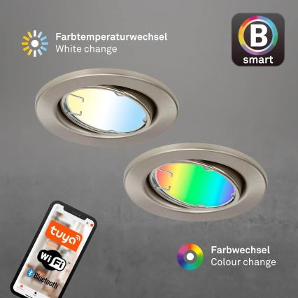 Brilo - Set 3x LED RGBW Prigušivo osvetljenje za kupatilo 1xGU10/4,9W/230V 2700-6500K Wi-Fi Tuya IP23 + Daljinski upravljač