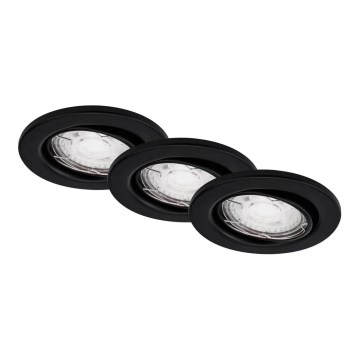 Brilo - Set 3x LED Ugradbena lampa za kupatilo 1xGU10/5W/230V IP23 crno