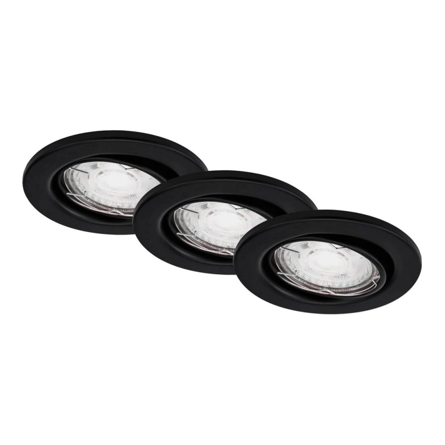 Brilo - Set 3x LED Ugradbena lampa za kupatilo 1xGU10/5W/230V IP23 crno