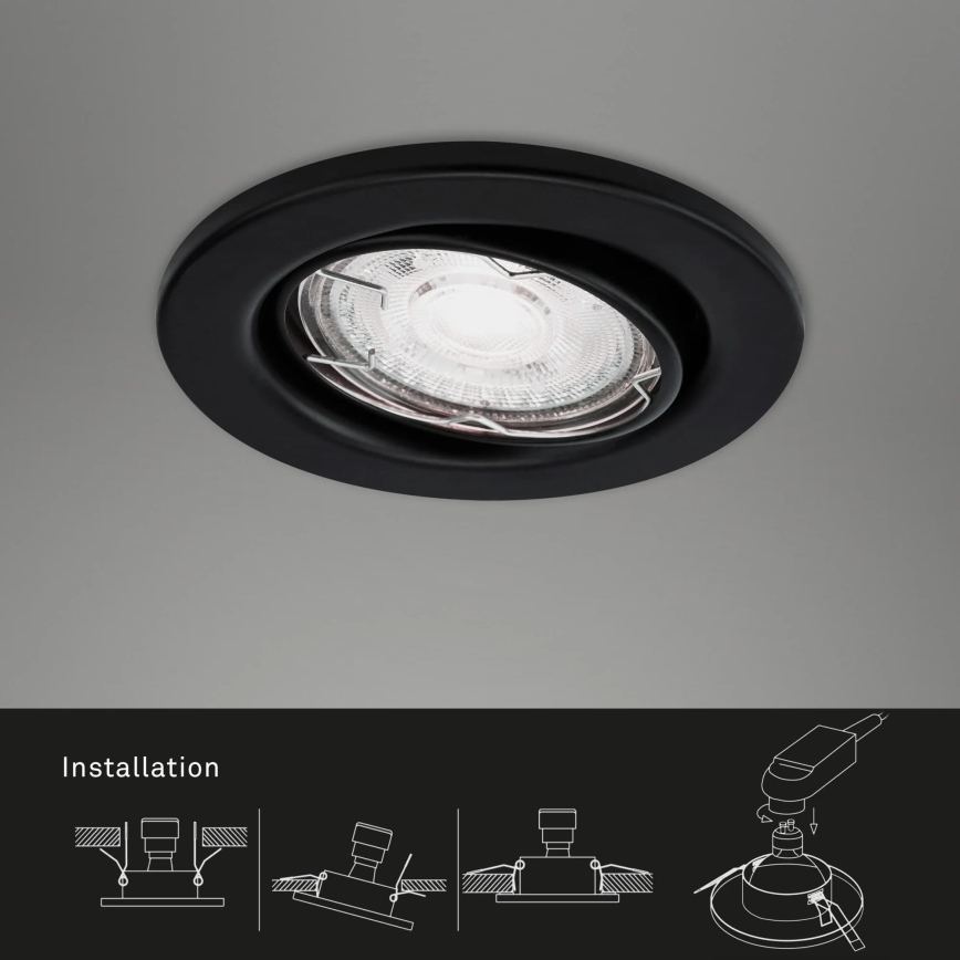 Brilo - Set 3x LED Ugradbena lampa za kupatilo 1xGU10/5W/230V IP23 crno