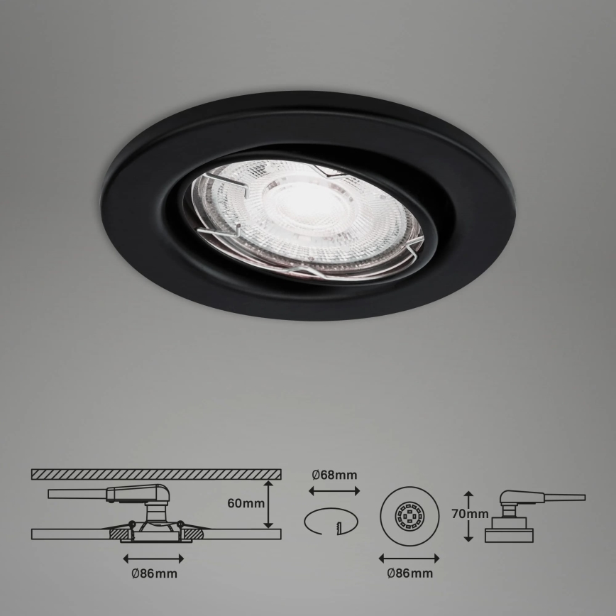 Brilo - Set 3x LED Ugradbena lampa za kupatilo 1xGU10/5W/230V IP23 crno