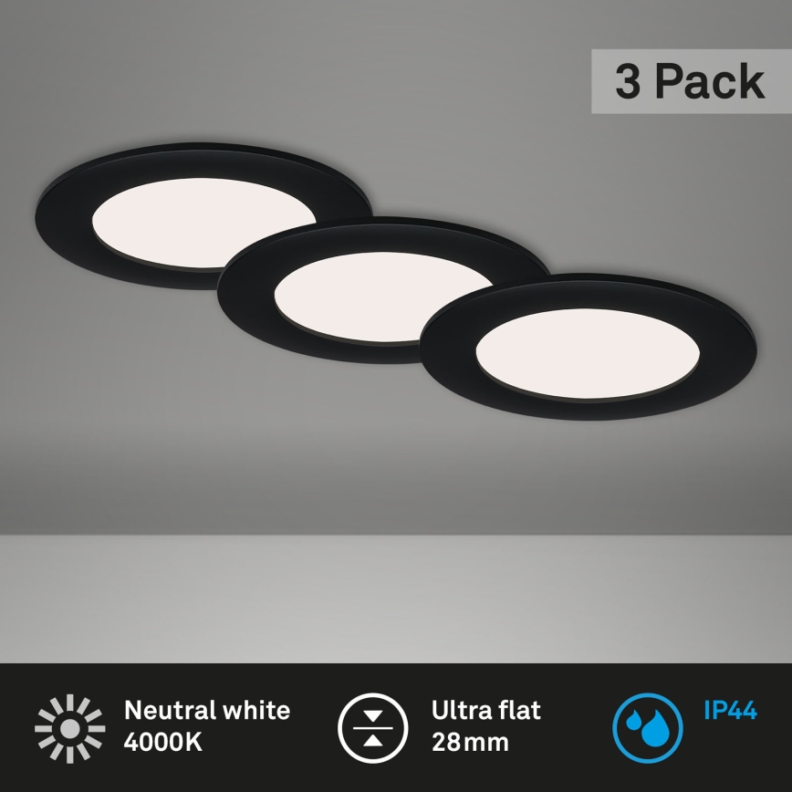 Brilo - Set 3x LED Ugradbena lampa za kupatilo FLAT LED/7W/230V IP44