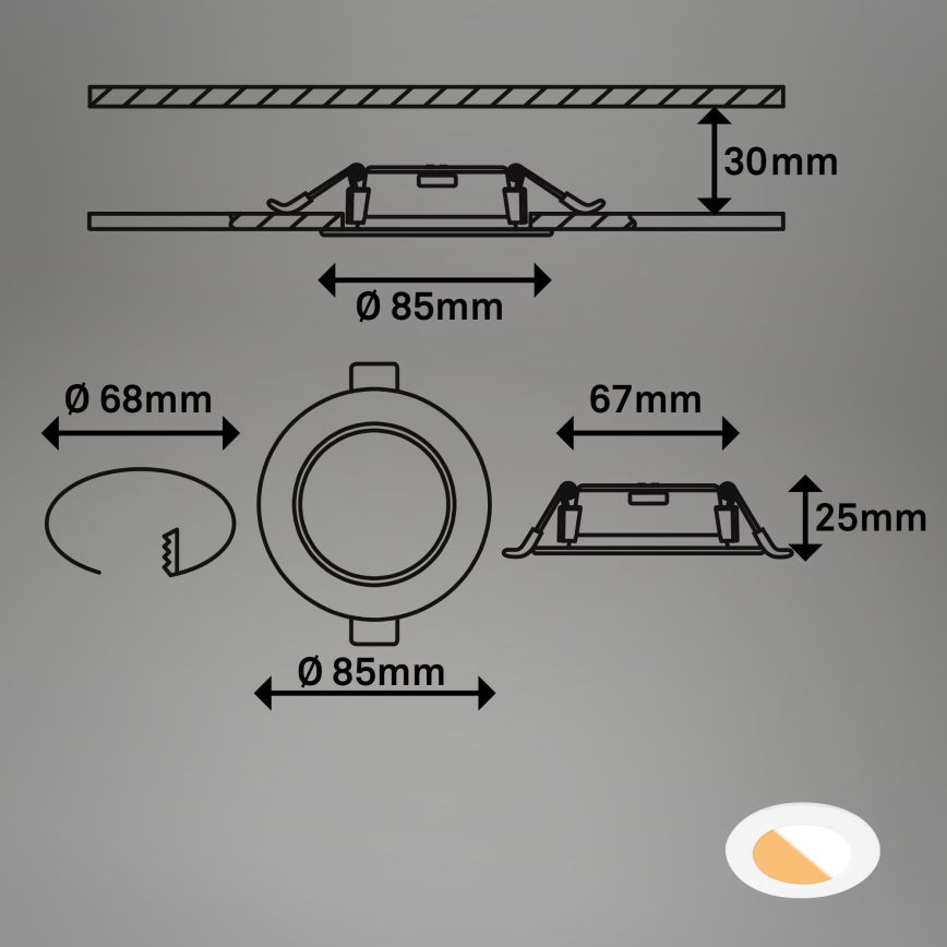 Brilo - Set 3x LED Ugradbena lampa za kupatilo LED/4W/230V IP44 3000/4000K bela