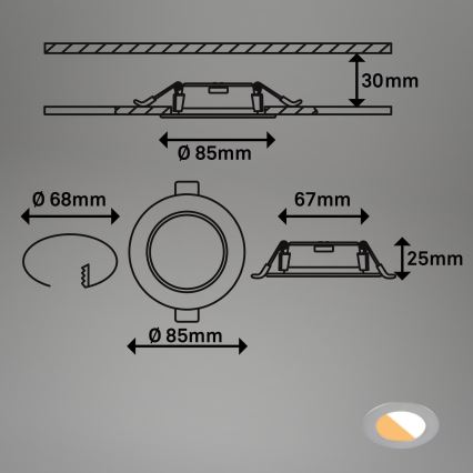 Brilo - Set 3x LED Ugradbena lampa za kupatilo LED/4W/230V IP44 3000/4000K srebrno