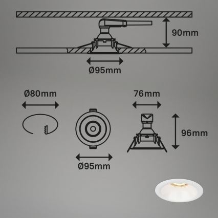 Brilo - Set 3x ugradbena lampa za kupatilo 1xGU10/9W/230V IP23 bela