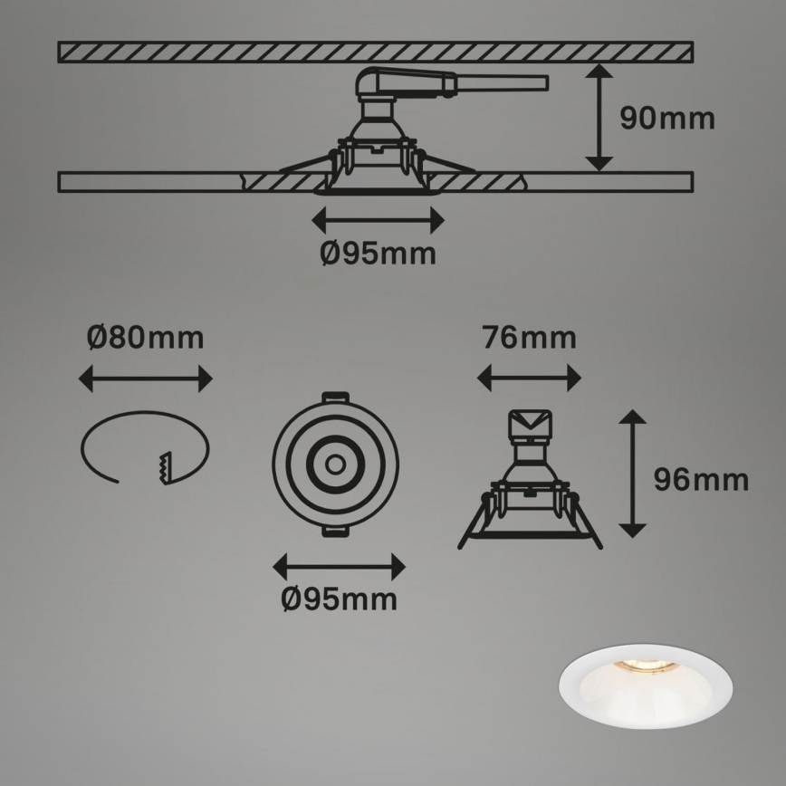 Brilo - Set 3x ugradbena lampa za kupatilo 1xGU10/9W/230V IP23 bela