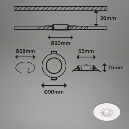 Brilo - Set 4x LED Ugradbena lampa za kupatilo LED/4,9W/230V IP44 bela