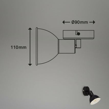 Brilo - Zidna reflektorska lampa RETRO 1xE14/25W/230V crno
