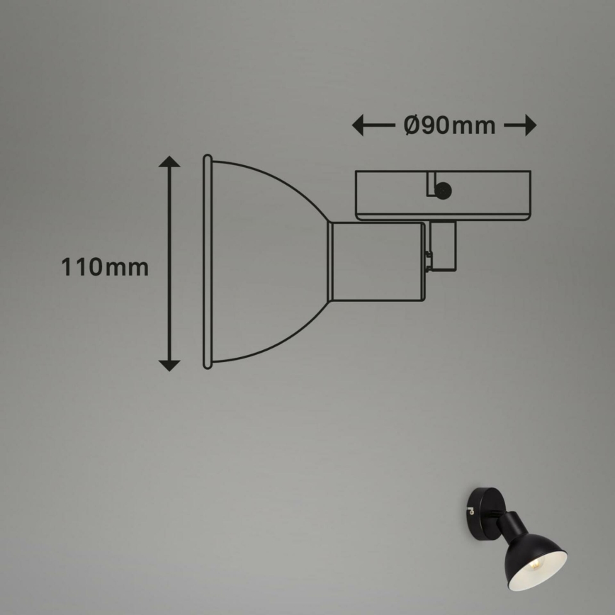 Brilo - Zidna reflektorska lampa RETRO 1xE14/25W/230V crno