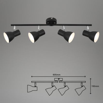 Briloner 10698890 - Reflektorska lampa 4xE14/25W/230V crno
